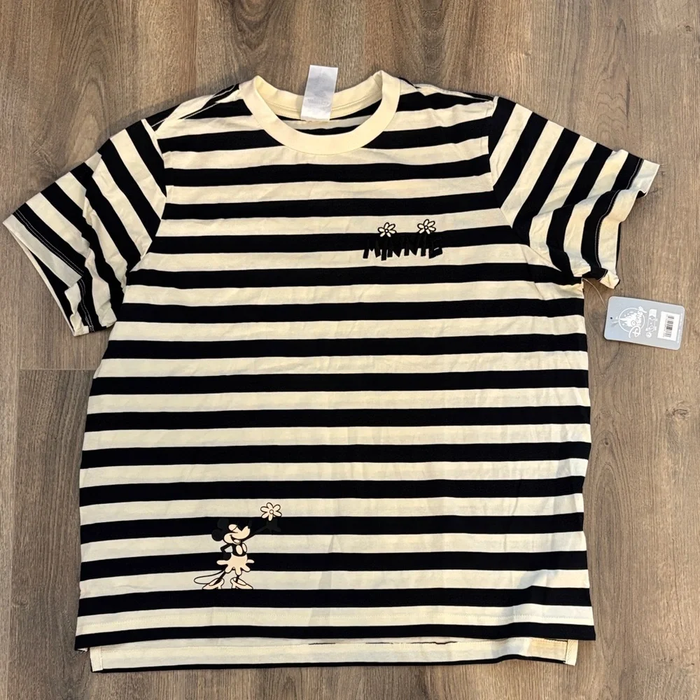 NWT- Disney Minnie Striped Black and White Shirt Women - Picture 4 of 4